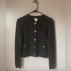 Jcrew Factory Black Cotton Lady Jacket Cardigan Sweater | Size X-Small